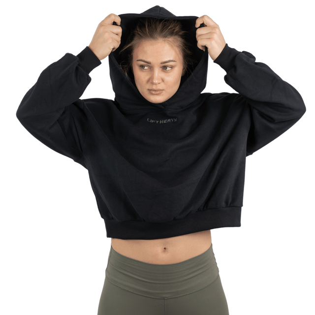 Lift Heavy Carbon Cropped Statement Hoodie - wodstore